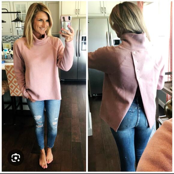 NEW Abercrombie & Fitch Pink Button Back Split Sweatshirt - Picture 5 of 5